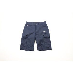 Puma x BMW Mens Size 32 Classic Logo Formula 1 Racing Cargo Shorts Navy Blue
